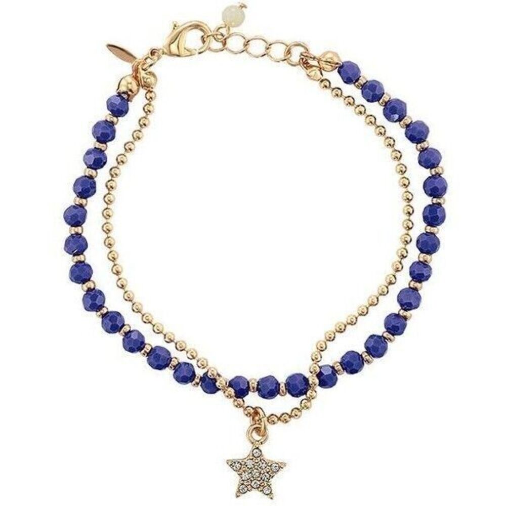 AVON "DOUBLE LAYER BEAD AND CHARM BRACELET" (RARE) BLUE ~ NEW!!!